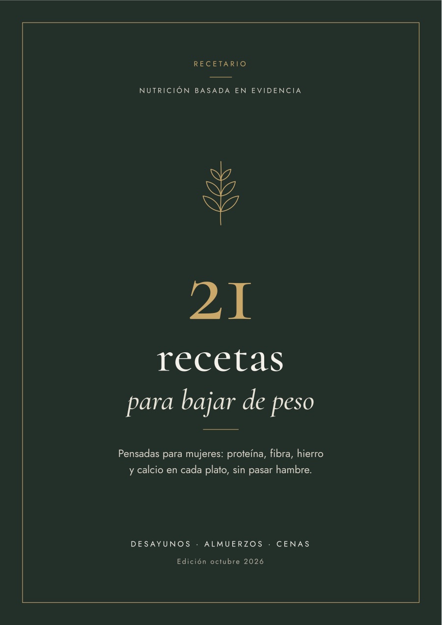 Portada del recetario: 21 recetas para bajar de peso, pensadas para mujeres.